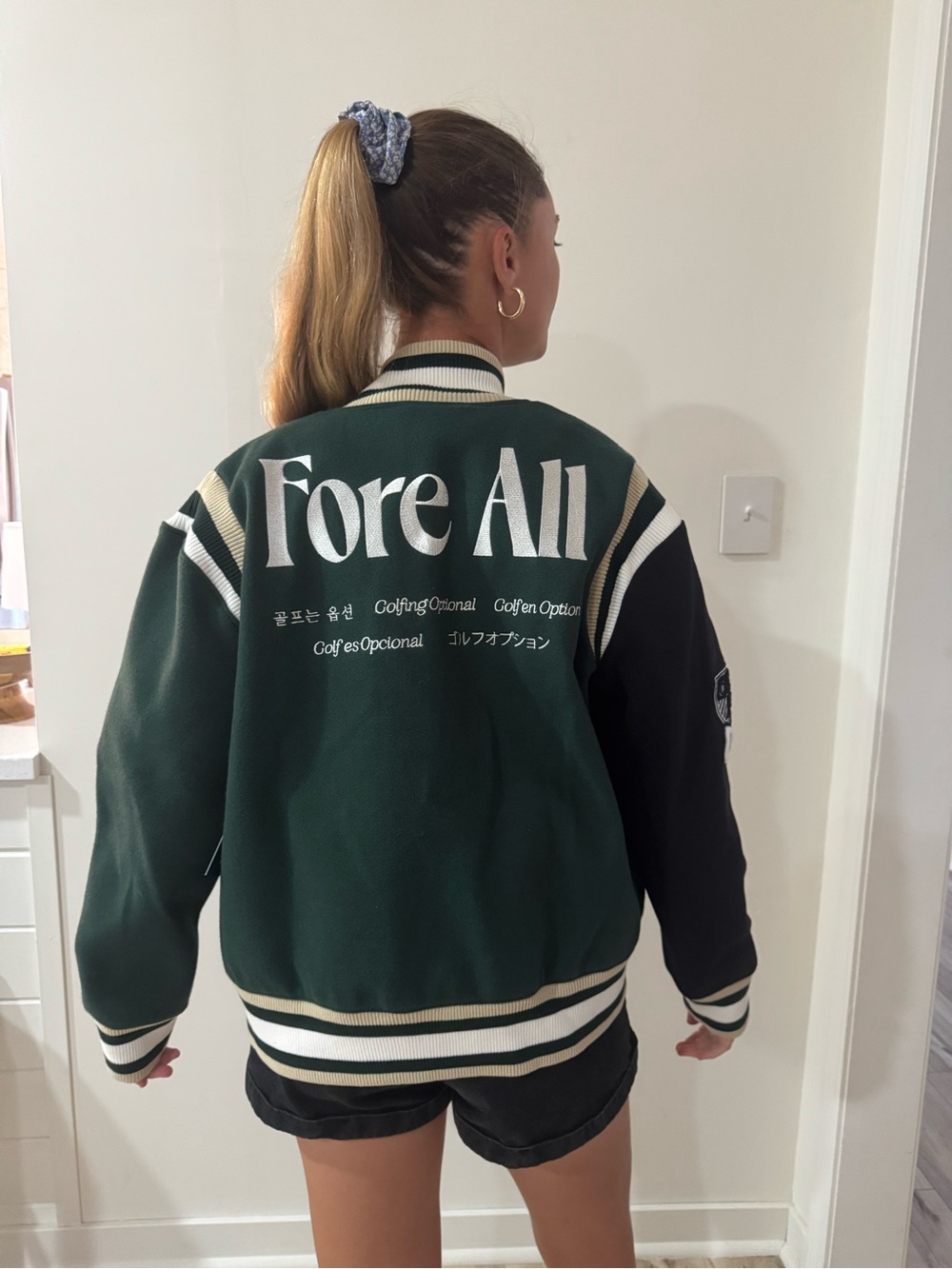 Fore All Women's Green & Black Varsity Jacket - Picture 9 of 10